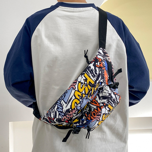 斜挎包男日系大容量工装 百搭学生ins单肩胸包 风运动潮牌腰包新款