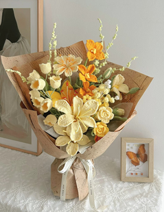 毛线手工diy百合混搭花束材料包编织成品心意礼物送女友闺蜜