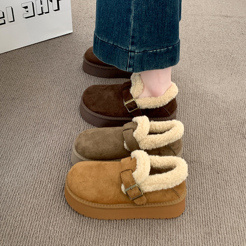 牛皮厚底加绒豆豆勃肯鞋女2025新款秋冬季外穿毛毛保暖棉鞋雪地靴,女鞋,时尚雪地靴,淘宝优惠券,粉丝福利购,淘宝优惠卷