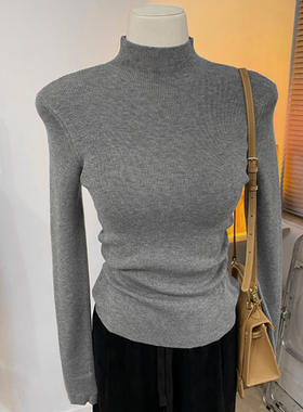 半高领针织衫女秋冬2025年新款内搭长袖打底衫冬季中领高级感毛衣