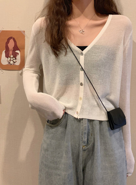 防晒开衫薄款女冰丝针织衫吊带外搭罩衫上衣披肩空调衫夏季外套女