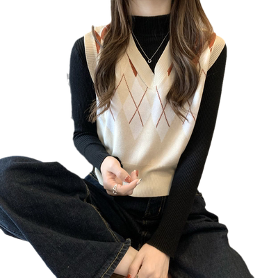 针织背心马甲叠穿新款坎肩v领