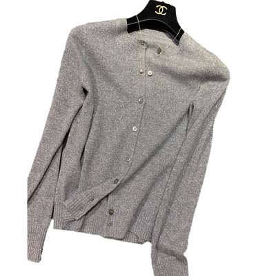 针织衫开衫女薄款长袖灰色上衣