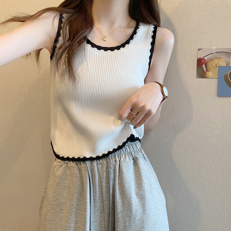 针织吊带小背心女夏季2025新款西装内搭打底衫白色无袖短款上衣女