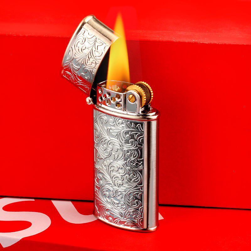 新款唐草花煤油打火机复古老式砂轮防风创意超薄个性送男友礼物潮