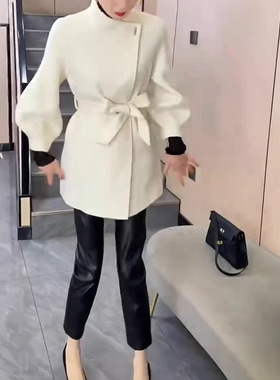 今年流行特惠241268大爱美依缘2025秋冬新款韩版简约系带收腰显瘦