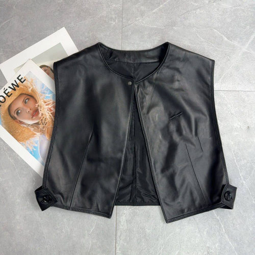 今年流行特惠复古圆领黑色无袖pu皮衣马甲女春秋简约短款流行时尚