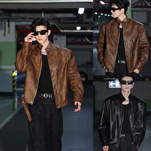 新品 复古设计款 男士 美式 休闲皮衣外套潮流 个性 今年流行特惠秋季