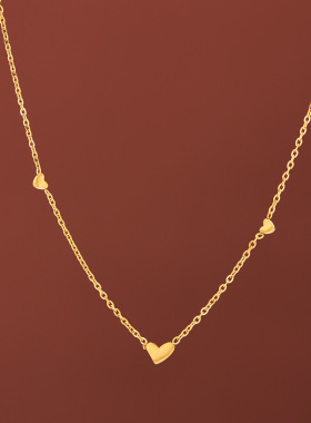 温鉴爱心精致项链钛钢18K金细致百搭锁骨链轻奢小众毛衣链