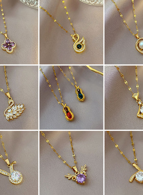 【钛钢】韩国东大门新款灵动闪耀项链网红质感简约锆石微镶锁骨链