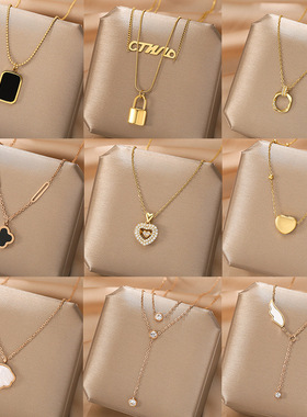 韩版简约钛钢项链女18k玫瑰金贝壳吊坠ins潮网红爆款锁骨链