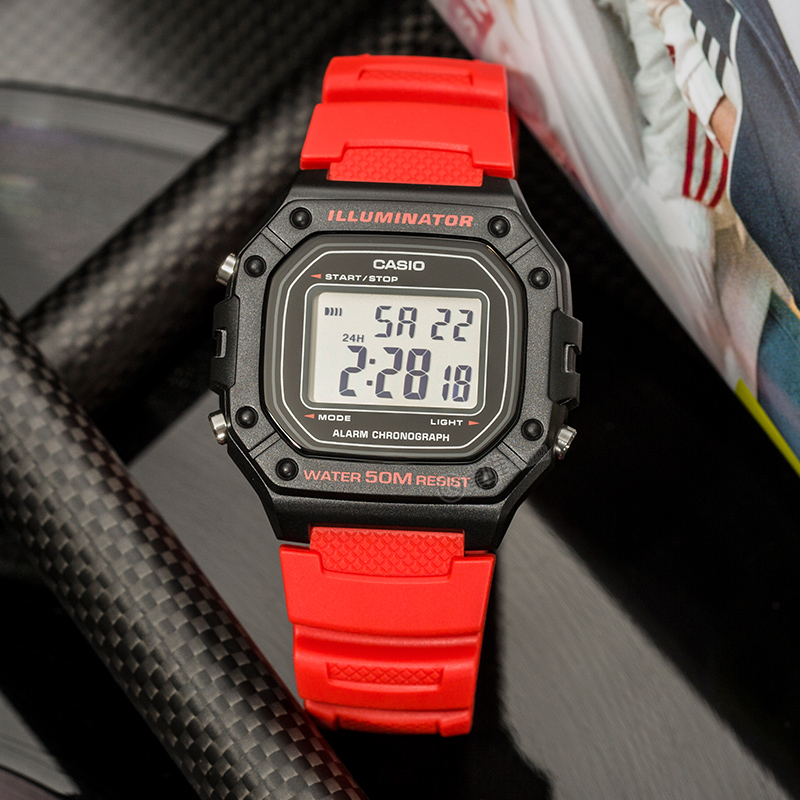 卡西欧学生复古运动风防水小方表