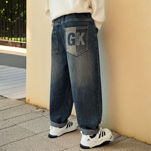 童装男童牛仔裤春秋款休闲直筒长裤中大童裤子洋气修身帅气新款