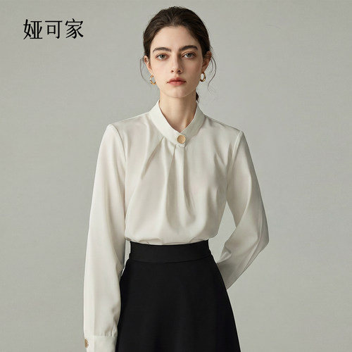 白衬衫女设计感复古港味轻熟衬衣