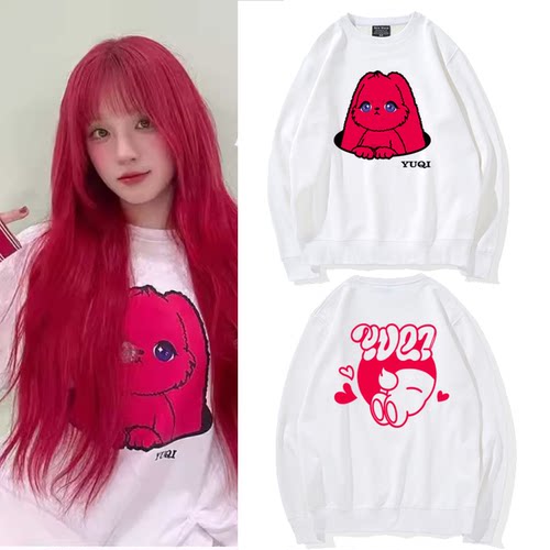 GIDLE宋雨琦专辑YUQ1周边Minnie应援同款圆领卫衣女装宽松衣服秋