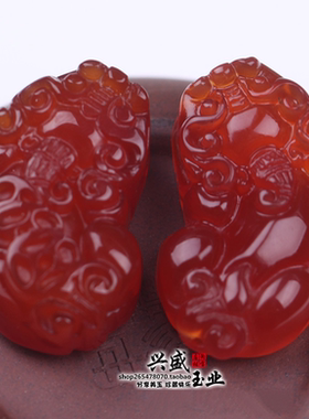 天然冰种红玛瑙玉髓貔貅吊坠本命年男士女士皮丘玉石项链玉佩玉坠