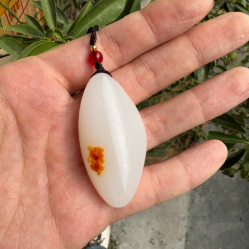 白玉原皮原色玉吊坠男女