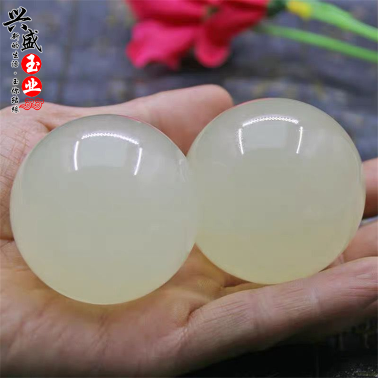 天然阿富汗冰种白玉实心手把件