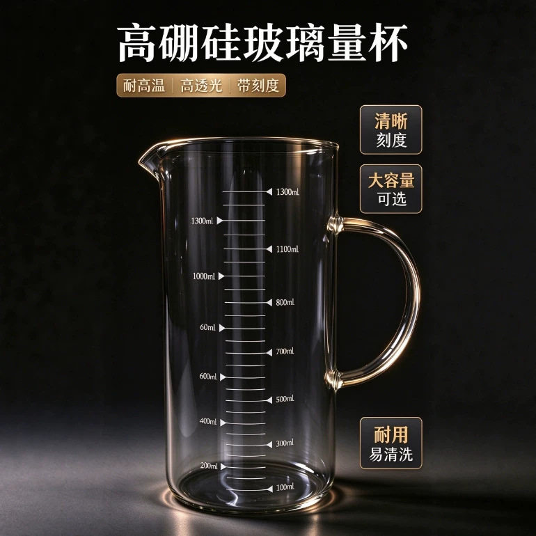 高硼硅加厚耐热防爆刻度量杯