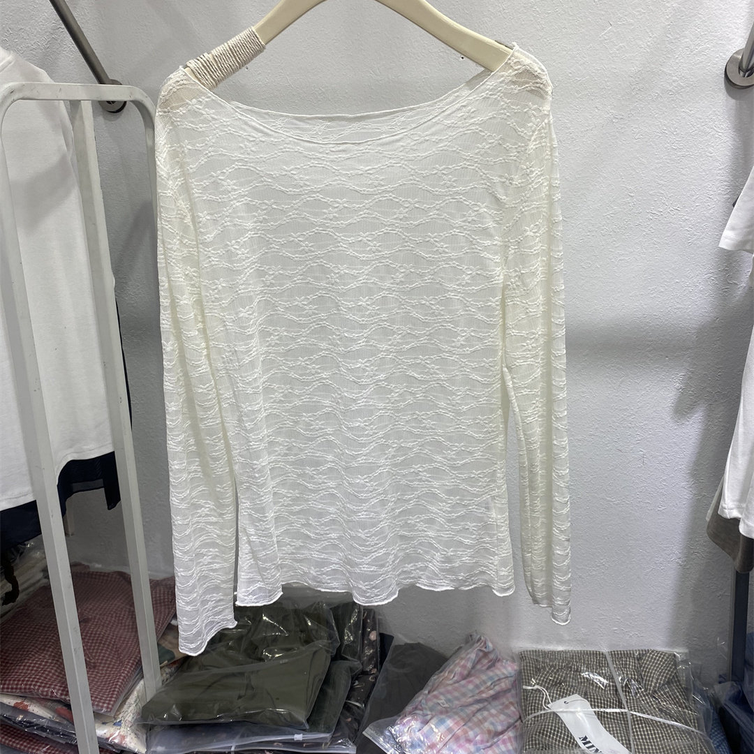 法式木耳边长袖秋款女针织衫