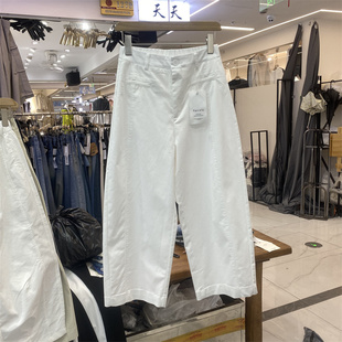 通勤简约风直筒裤 女宽松显瘦九分休闲裤 高腰阔腿裤 欧货26002夏款