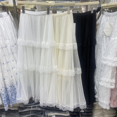 温柔风高腰网纱蕾丝显瘦蛋糕裙
