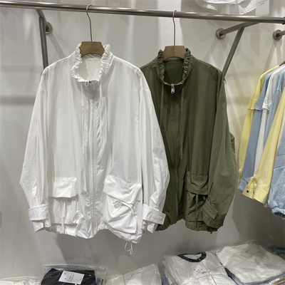 女春夏工装立领拉链大口袋外套