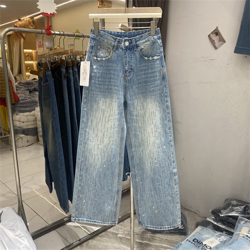 DMJ8692c春款复古水洗阔腿牛仔裤女显瘦直筒浅蓝大约磨破宽松长裤,女装/女士精品,牛仔裤,淘宝优惠券,粉丝福利购,淘宝优惠卷