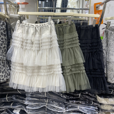 法式甜美网纱荷叶边A字蛋糕半裙