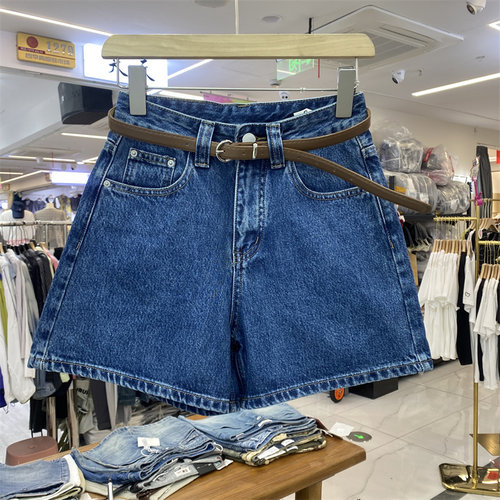 夏季高腰显瘦A字阔腿牛仔短裤