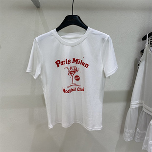 美式2026春款字母印花短袖T恤女2026新款圆领宽松显瘦百搭短上衣