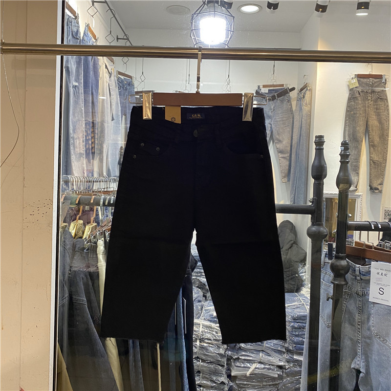 k&k8850牛仔裤女2024秋新款中裤破洞修身五分裤显瘦百搭高腰短裤