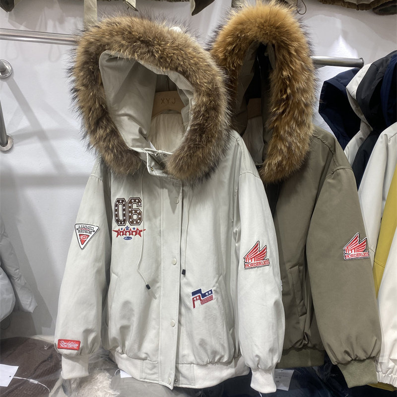 CB330美式复古大毛领派克服外套