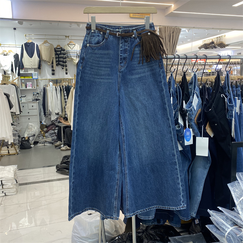 高腰显瘦直筒牛仔裤宽松百搭阔