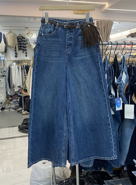 ZMJ5190女春款新款时尚高腰显瘦直筒牛仔裤宽松百搭阔配九分裤潮