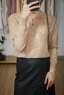 音诺正品毛衣2021秋冬新原五姐妹蕾丝拼接毛衣随意领针织衫ES327