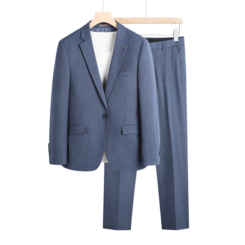 2025新款西装套装格子三件套结婚礼服工作服17226P300，男装西服套装，电商D225-1