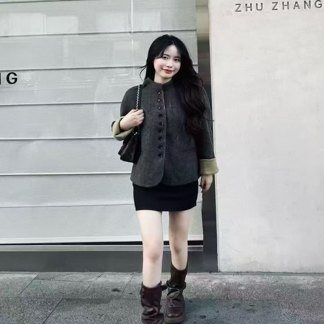 高端不起球双面羊绒大衣短款