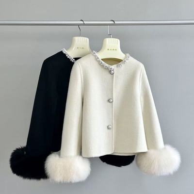 高端不起球双面羊绒大衣短款