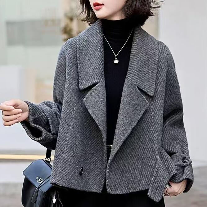 工厂直售百分百羊毛大衣女2025年新款高端不起球双面羊毛大衣短款