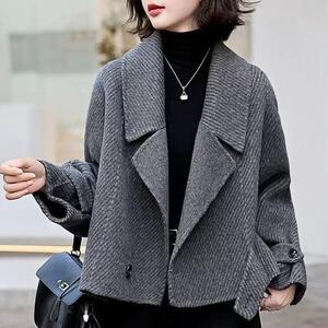 工厂直售百分百羊绒大衣女2024年新款高端不起球双面羊绒大衣短款