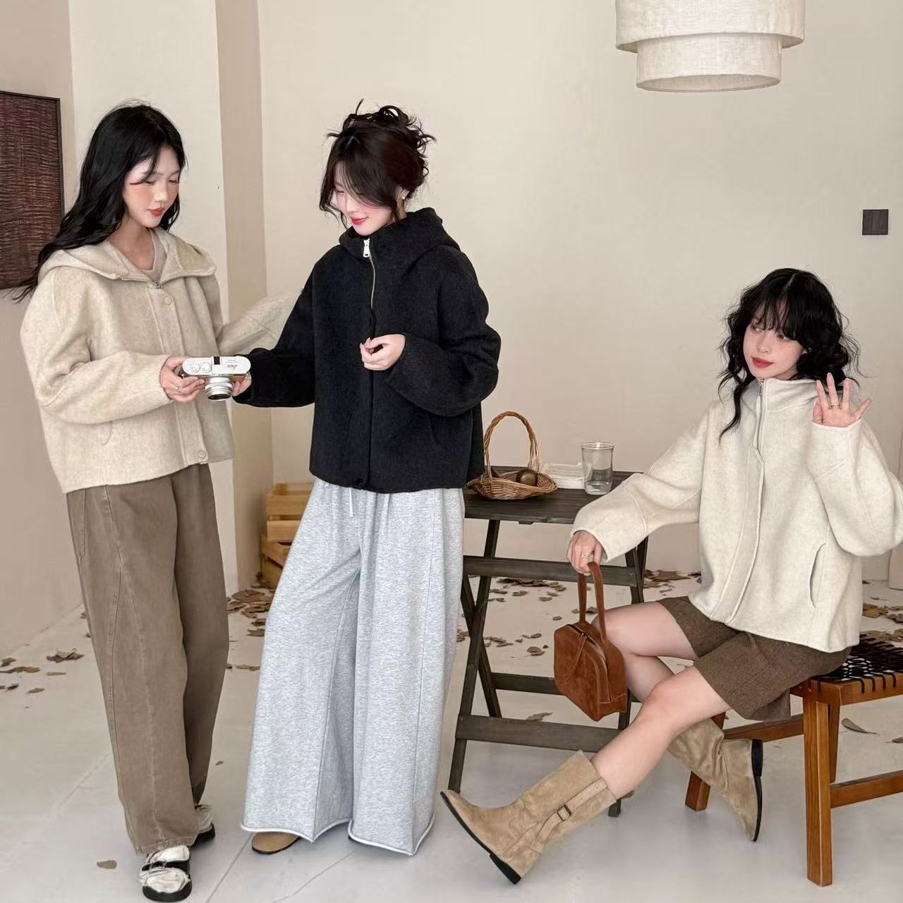 高端不起球双面羊绒大衣短款
