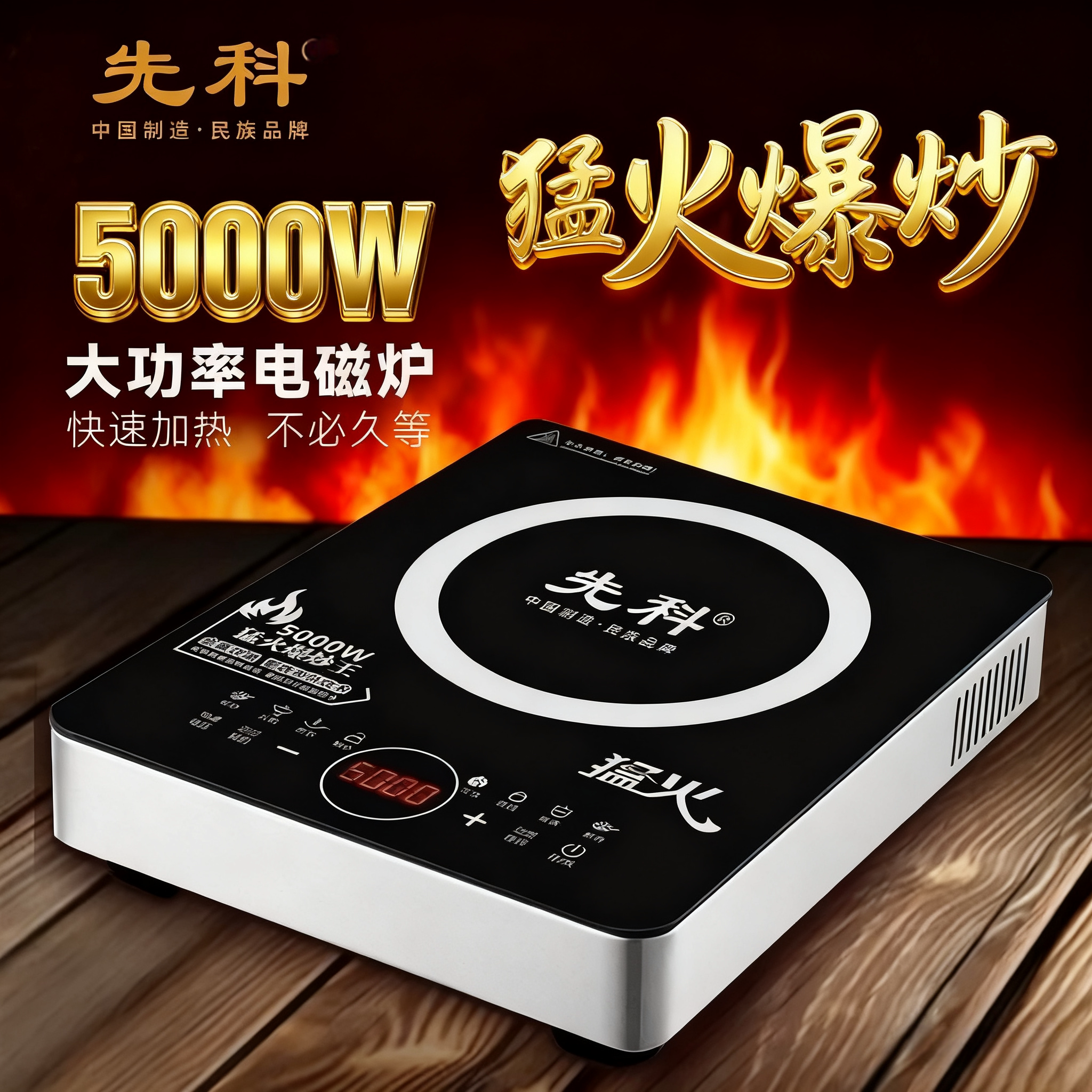 先科电磁炉家用火锅炉新款猛火大功率炒锅防水5000W多功能正品