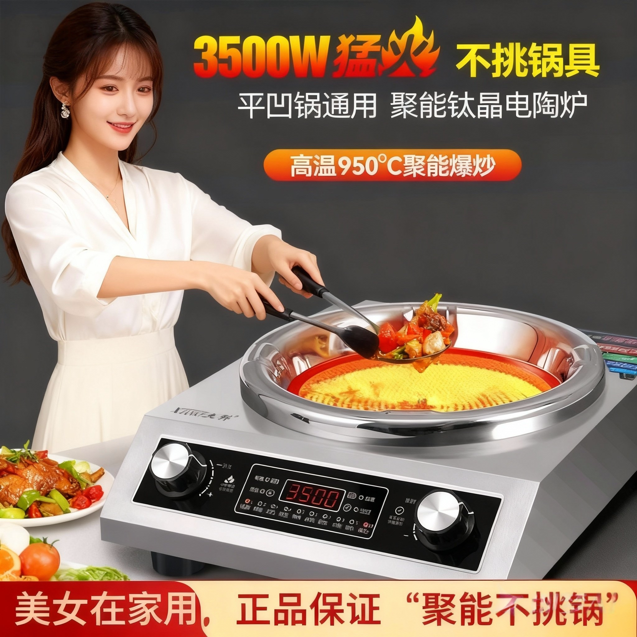 新品大功率平凹面超晶电陶炉多功能猛火爆炒菜锅家用不挑锅3500W