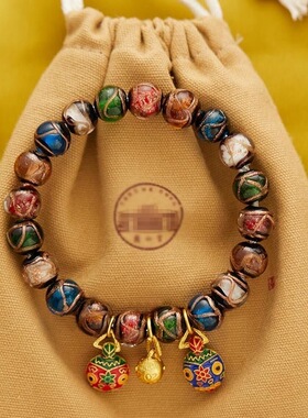 古法五路财神香灰琉璃情侣手串