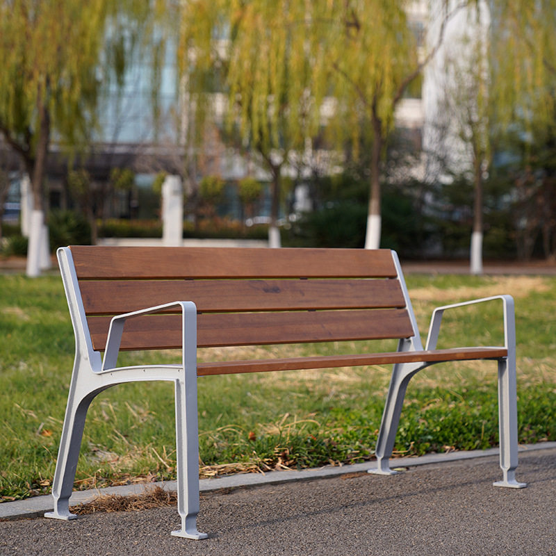 铸铁座椅公园椅户外靠背长椅休闲座椅景观园林广场防腐木长条椅子