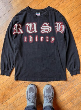 卡诺焚文红色字母Hiphop2022潮款男士上衣圆领时尚长袖T恤棉