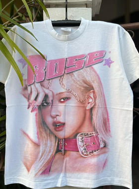 精选好物推荐 朴彩英Rose白色oversize宽松短袖T恤周边男女同款