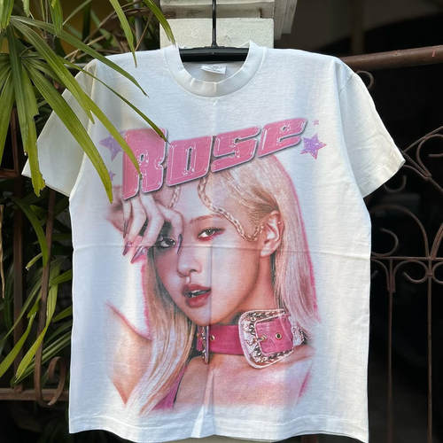 精选好物推荐 朴彩英Rose白色oversize宽松短袖T恤周边男女同款