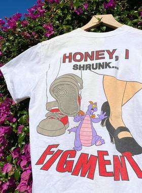 平价好物重磅不透 美式卡通动画Figment紫色龙短袖轻熟百搭t恤